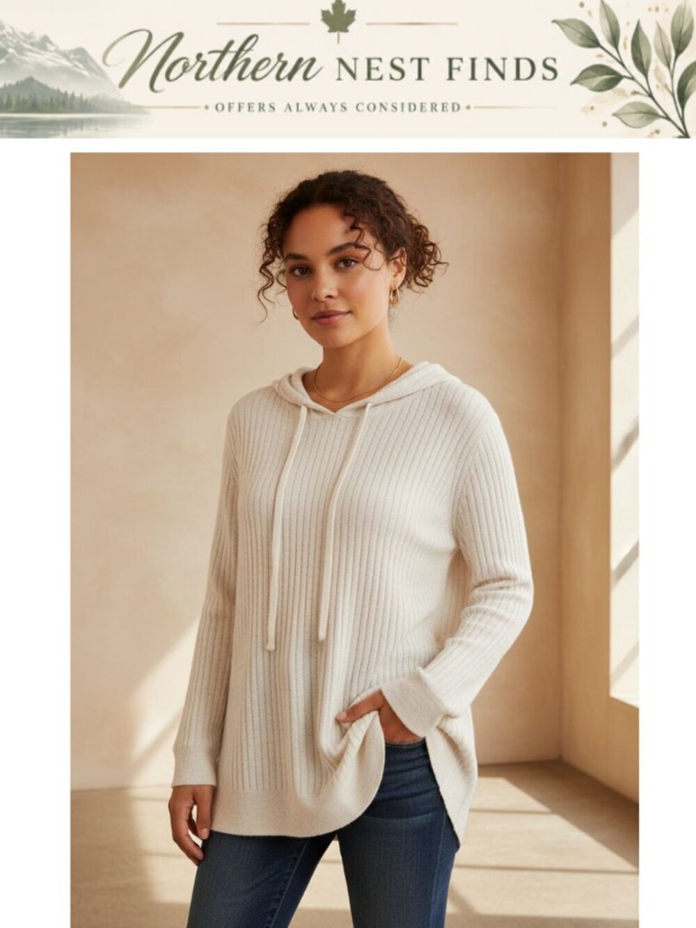 Plus Size Ribbed Knit Hoodie Sweater Long Sleeve Pullover Tops L-4XL